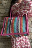 Kondi Rainbow Raffia Tote Bag Pink